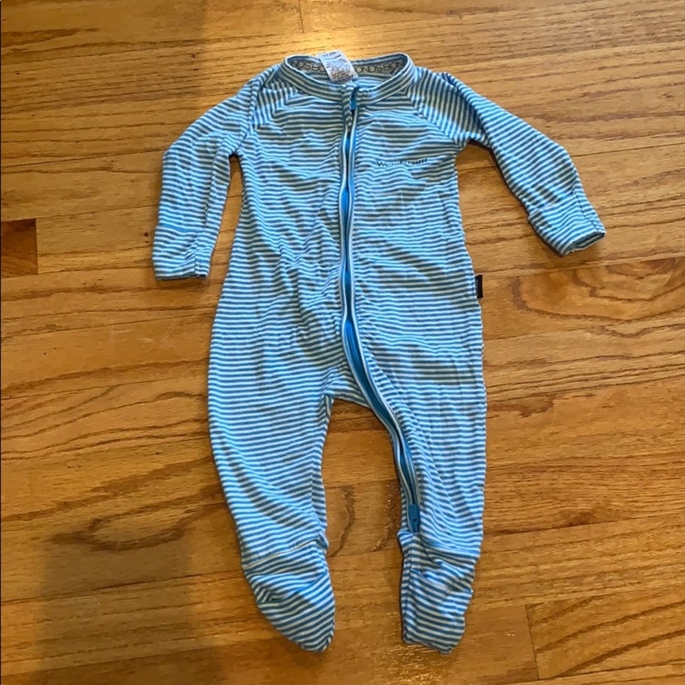 3-6 month striped bonds wondersuit